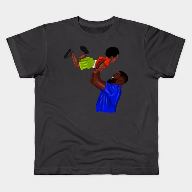 African Dad and Son, Father and Child Kids T-Shirt by dukito